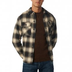Buy NO EXCESS Overshirt Button Closure Check /stone