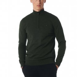 Buy NO EXCESS Pullover Half Zip 2 Coloured Melanged /dark green