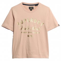Buy SUPERDRY Luxe Metallic Logo T Shirt /vintage blush pink