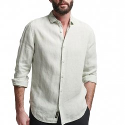 Buy SUPERDRY Studios Casual Linen L/S Shirt /green lily