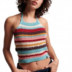 Buy SUPERDRY Vintage Crochet Halter Top /beryl green stripe