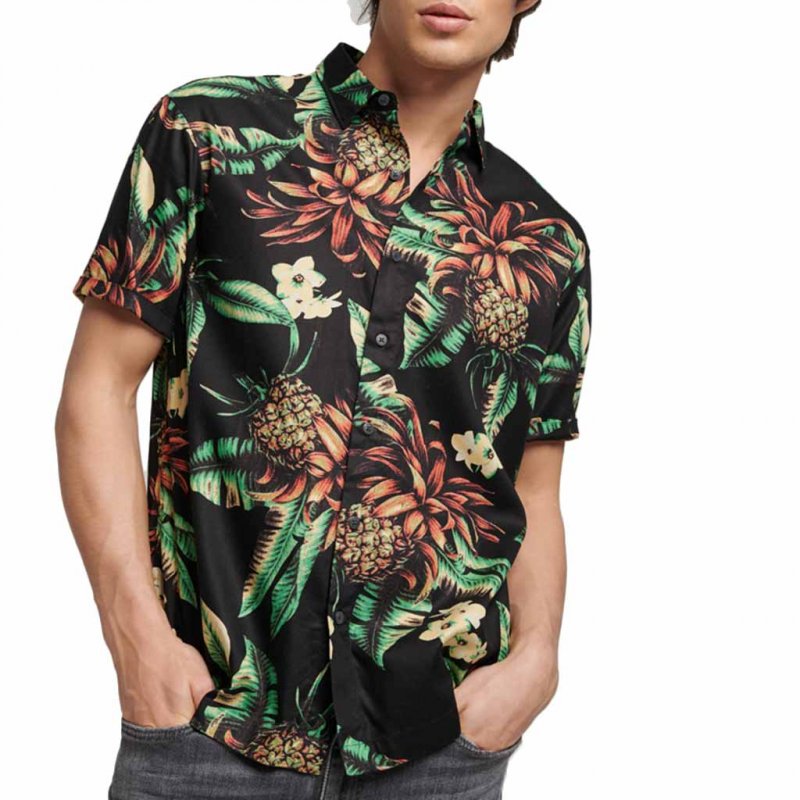 SUPERDRY Vintage Hawaiian S/S Shirt /black pineapples