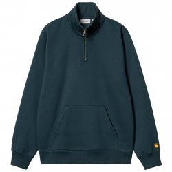 Buy CARHARTT WIP Chase Neck Zip Sweat /duck blue gold