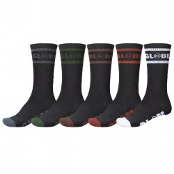 Buy GLOBE Tilt Hi Crew Sock 5 Pack /black assorted