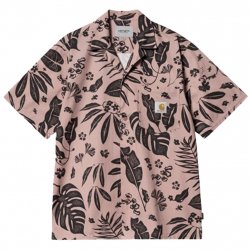Buy CARHARTT WIP S/s Woodblock Shirt /woodblock print glassy pink